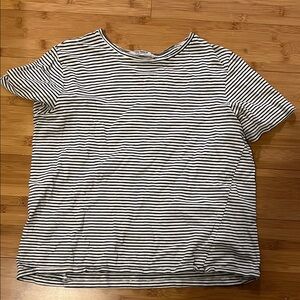 Zara Black and White Striped Short Sleeve Tee